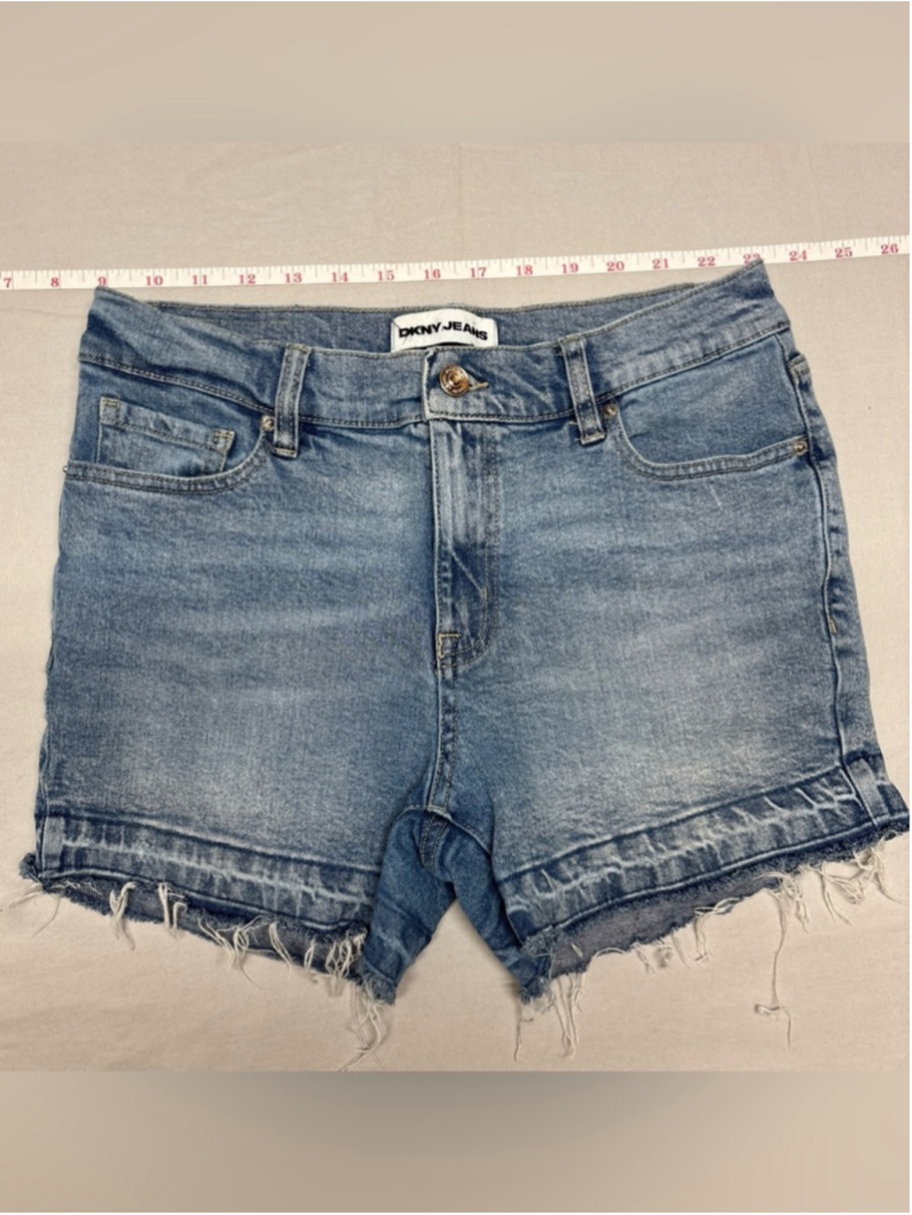 DKNY Light Blue Denim Jean Shorts - Frayed Hem